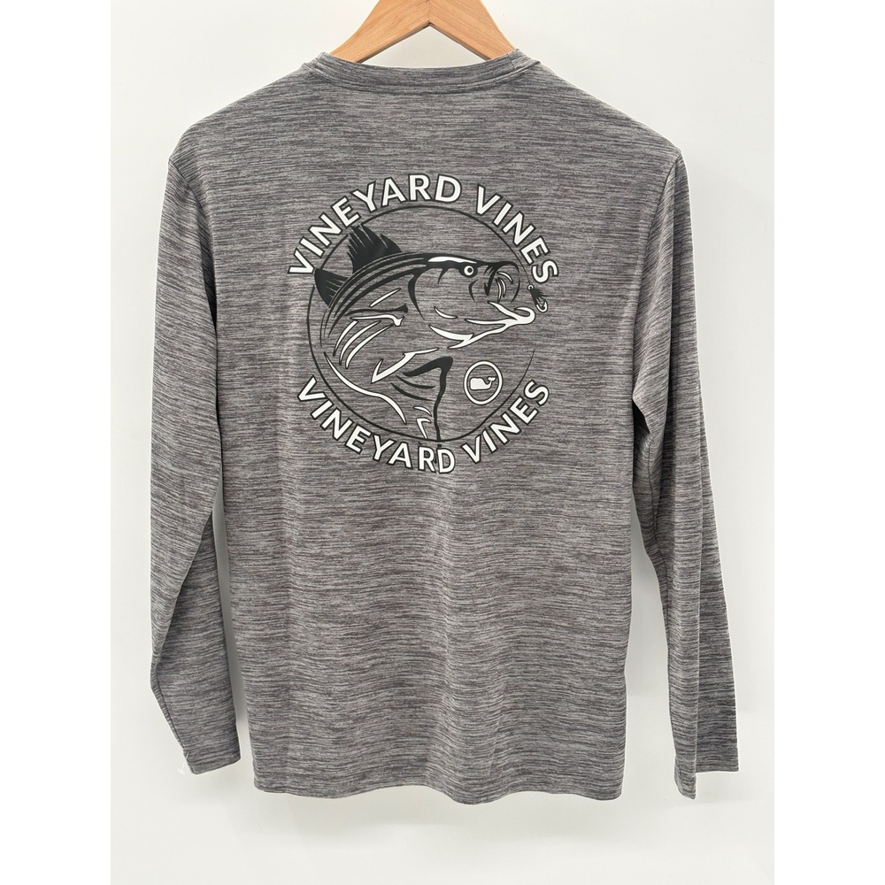 Vineyard Vines Long Sleeve T Shirt Performance Fishing Men Size XS Gray